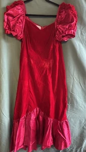 Vintage Lola Hawaii Red Velvet & Satin Muumuu Dress Hawaiian sz.13 - Picture 1 of 11