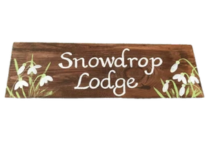 Snowdrops House Name Sign, Exterior Personalised Wooden, Cottage Name, Floral - Picture 1 of 1