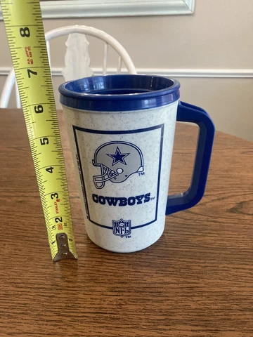Vintage Aladdin Travel Mug Cup 7-11 NFL Dallas Cowboys Football Coffee 20oz 6.5” Cover