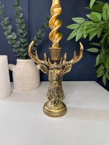 Antique Gold Stag Head Candlestick Holder – Rustic Luxe Candle Holder - Picture 1 of 6