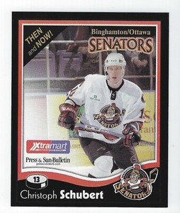 2005-06 Binghamton Senators (AHL) Christoph Schubert Then & Now postcard