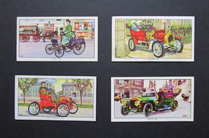 KELLOGGS  FOUR SCARCE VINTAGE 1962 TRADE CARDS   VETERAN MOTOR CARS   1-4-5-9