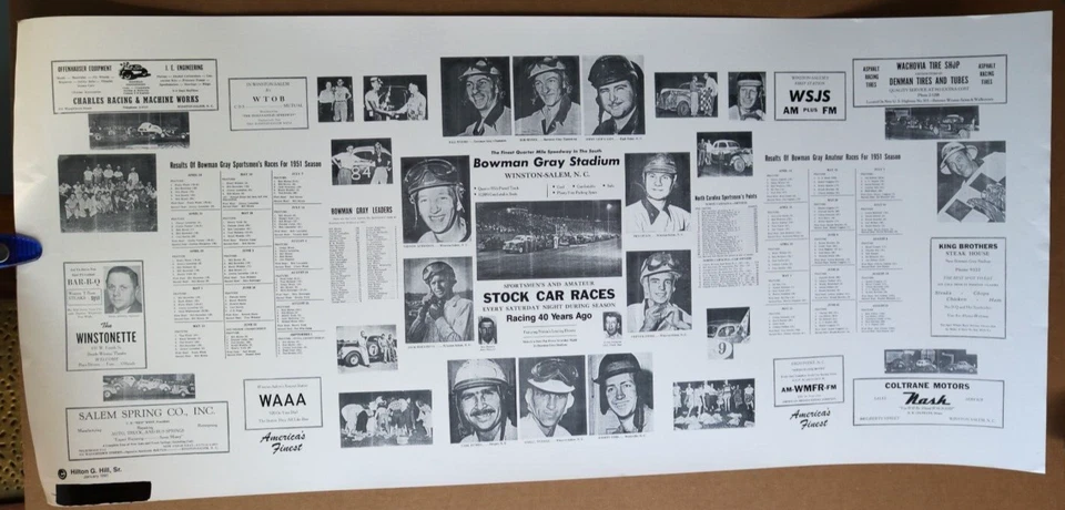 LARGE VINTAGE BOWMAN GRAY STADIUM SPEEDWAY POSTER 22 X 40 1991 MARKING 50 YEARS - Image 1 of 1