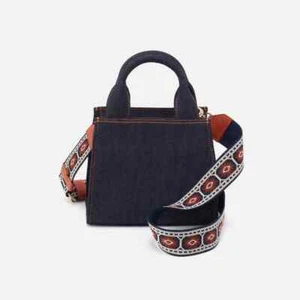 NWT $148 HOBO Cass Small Tote Crossbody Satchel Dark Denim Blue Fabric - Picture 1 of 8
