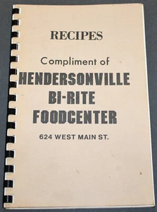 Christmas 1978 RECIPES COMPLIMENT OF HENDERSONVILLE BI-RITE FOODCENTER TN B1 - Foto 1 di 4