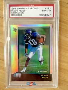 1998 Bowman Chrome Randy Moss #182 Refractor Rookie RC PSA 9 Mint MN Vikings HOF - Picture 1 of 2