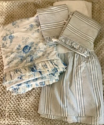 RARE RALPH LAUREN SHELTER ISLAND BLUE FLORAL/STRIPE  4PC F/Q DUVET SET ~ EUC - Image 1 of 4