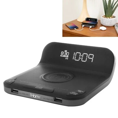 Ihome Pre-Set Clock Qi Wireless Charging, 2Usb And Single Day Alarm - all in one - Image 1 of 4