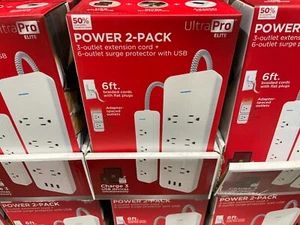Ultra Pro Elite Power 2Pack 3 outlet extension cord 6 surge protector 3USB 77463 - Imagen 1 de 7