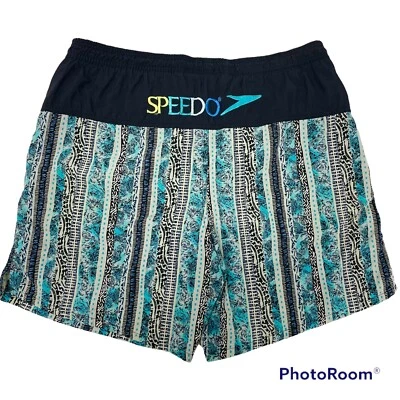Vtg 80 90s Speedo Men Spell Out Blue Tribal Swim Trunks Surfer Beach Shorts L - Image 1 of 4