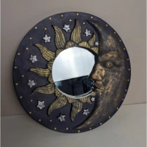 Miroir en résine vintage années 90 lune céleste et étoiles - décor fantaisiste, 11" - Photo 1 sur 9