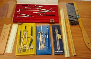Lot of Vintage Drafting Engineering Tools Central Staedtler Mars Dietzgen - Picture 1 of 18
