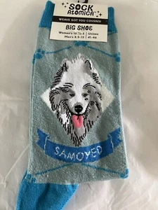 1 Pair Sock Atomica Unisex Cotton Blend Socks - DOG SAMOYED - NEW! - Picture 1 of 6