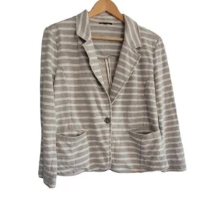 Tommy Hilfiger Gray and White Stripe Blazer Short Cropped Knit Jacket Size XL - Picture 1 of 4