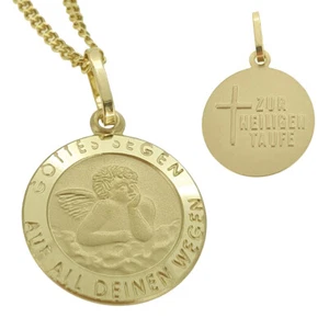 Echt Gold 333 Engel Zur Heiligen Taufe Gottes Segen auf all deinen Wegen & Kette - Bild 1 von 6