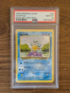 1999-2000 Pokemon Game Base PSA 10 Squirtle #63 WOTC UK 4TH PRINT UNLIMITED MINT - Picture 1 of 2