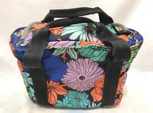 Small Insulated Lunch Bag Floral Design w/ Outside Pocket, Zippered Closure - Picture 1 of 5