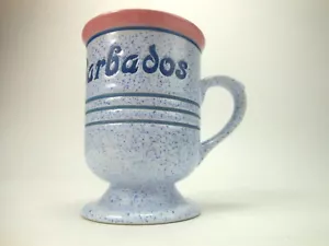 Taza de café con patas de Barbados década de 1990 azul rosa - Imagen 1 de 6