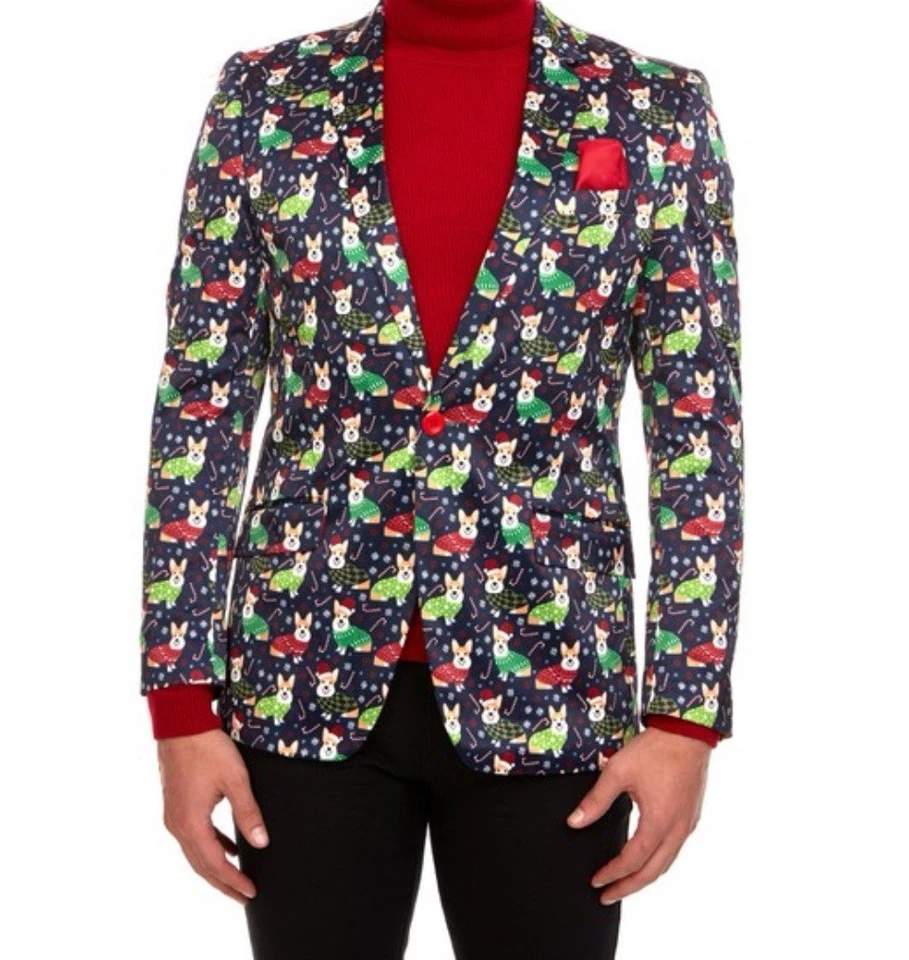 Suslo Couture Рождество корги собаки Sportcoat куртка - XXL 46 Slim Fit - Изображение 1 из 4