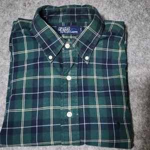 Polo Ralph Lauren Men's Long Sleeve Shirt Large Green Navy Blue Plaid- EUC *READ - Bild 1 von 10