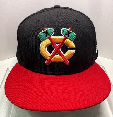 Chicago Blackhawks New Era 59Fifty Fitted Hat Size 7 5/8 Black & Red NHL Hockey - Image 1 of 4