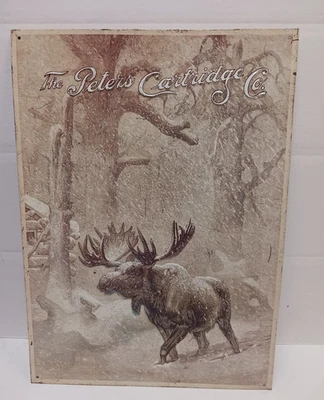 The Peters Cartridge Co. Remington  Hunting MOOSE TIN Metal Sign 16" H x 12"W - Image 1 of 3
