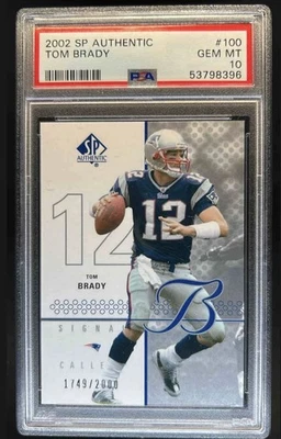 2002 SP autêntico Tom Brady #1749/2000 Patriots PSA 10 - Imagem 1 de 2