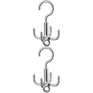 2 PCS Swivel Hook Rotatable Four-claw Storage Rotating Hanger Man Hat Hooks - Picture 1 of 12