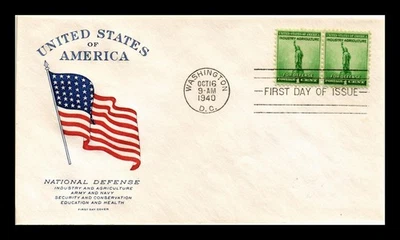 US COVER WWII NATIONAL DEFENSE FDC SCOTT 899 PAIR GRIMSLAND CACHET - Image 1 of 2
