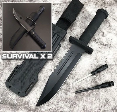 2 Large 31cm Survival Knife Fixed Blade Knife Heavy Hunting Collectors Outdoors - image 1 of 4