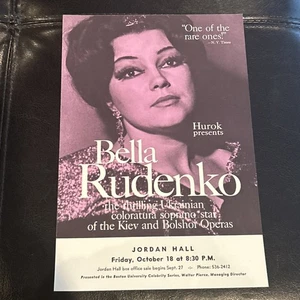 Vintage Spielzettel Flyer Bella Rudenko Jordan Hall Ukrainische Soprano - Bild 1 von 2