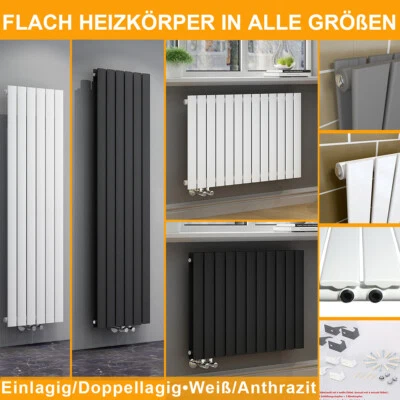 Flach Heizkörper Badheizkörper Mittelanschluss Paneelheizkörper Wandheizung - Bild 1 von 4