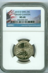 2010 D GRAND CANYON QUARTER NGC MS68 SMS 2ND FINEST REGISTRY FLAG * - Picture 1 of 4