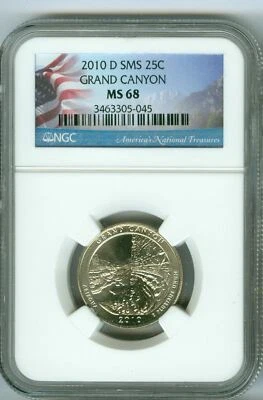 2010 D GRAND CANYON QUARTER NGC MS68 SMS 2ND FINEST REGISTRY FLAG * - Image 1 of 4