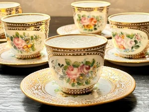 Vintage 1960's French Le Tallec Set of 6 Demitasse Coffee Cup Saucer Duos France - Picture 1 of 18