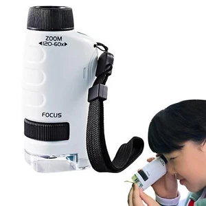 Kids Pocket Microscope 60X-120X Handheld Magnification Lens with LED Lighted - Picture 1 of 12