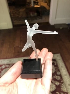 Vintage Milon Townsend Clear Art Glass  Ribbon Dancer Ballerina  Wood Base - Picture 1 of 7