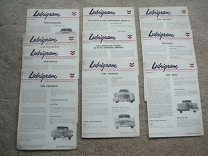 ACEITES CHEVRON - LOTE DE NUEVE BOLETINES LUBRIGRAM VINTAGE para autos 1959 - buenos - Imagen 1 de 6