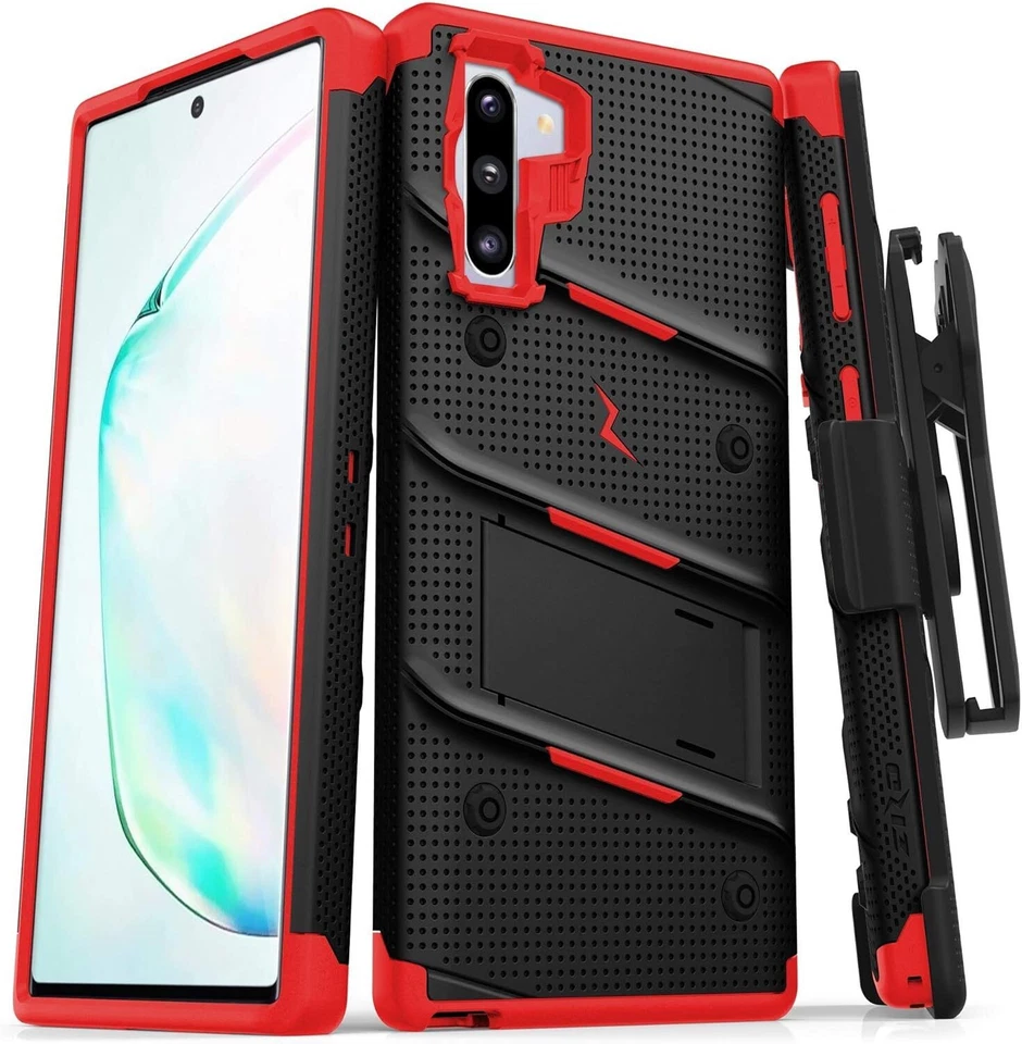 Funda con soporte y cordón Zizo Bolt Bundle Galaxy Note 10 - negra/roja Foto 1 de 4