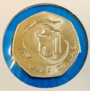 Gambia 1 Dalasi 1987 Crocodile Coin KM#29 Africa Wildlife Animal World Currency - Picture 1 of 4