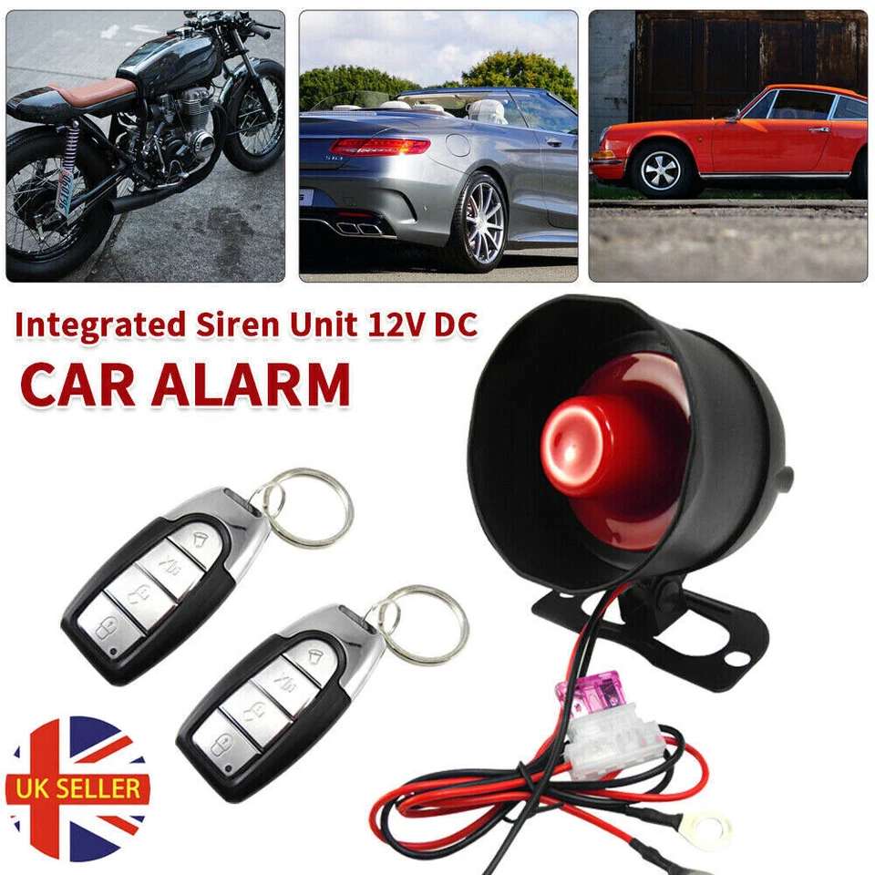 Car Vehicle Security System Burglar Alarm Protection Anti-theft System 2 Remote - Image 1 of 4