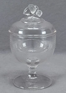 EAPG Boston Silver Glass Co Beaded Grape Medallion Sugar Bowl Circa 1869-1871 - Picture 1 of 12