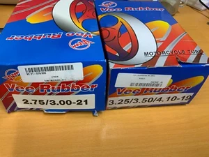 VEE RUBBER INNER TUBE SET 21 & 19 INCH MX 125 cc UPWARDS TUBE COMBO - Picture 1 of 3