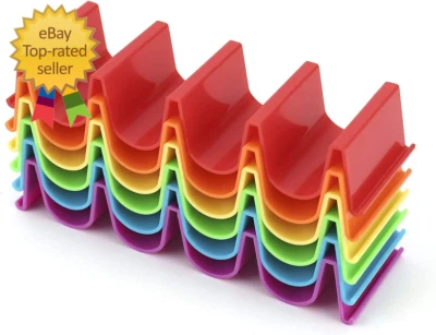 Taco Holder Stand Set of 6, Colorful Taco Holder Plate,Wave Shape Taco Tray - Image 1 of 4