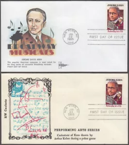 EE. UU. # 2110 FDC JUEGO DE 2 SELLOS DIFERENTES de JEROME KERN, COMPOSITOR JUDÍO AMERICANO - Imagen 1 de 1