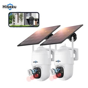 2PCS Hiseeu Solar Battery Wifi Pan/Tilt Home PTZ Security Camera System Wireless - Picture 1 of 15