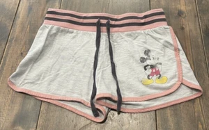 Disney Parks Girl’s Youth Mickey Mouse Gray Pink Drawstring Mini Shorts S 10-12 - Picture 1 of 6