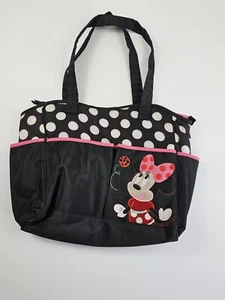 DISNEY Minnie Mouse Embroidered Large Tote Diaper Bag With Polka Dots - Picture 1 of 14