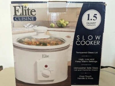 Elite Cuisine MST-250XW Electric Slow Cooker Ceramic Pot, w Adjustable Temp 1.5Q - Image 1 of 4
