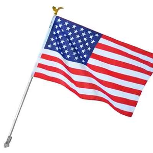 US American Flag Kit with 6 Foot Steel Pole And Bracket Poly Cotton 3 Ft x 5 Ft - Picture 1 of 8